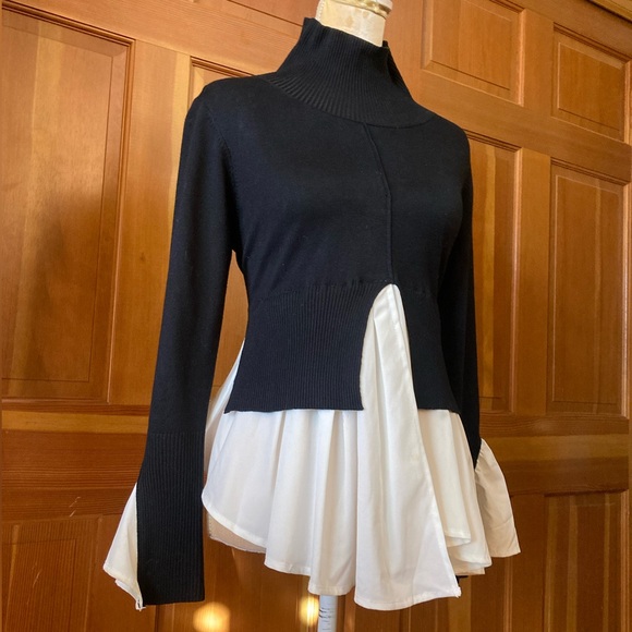 Couture Two Tone Ruffle Hem Sweater - Picture 2 of 16